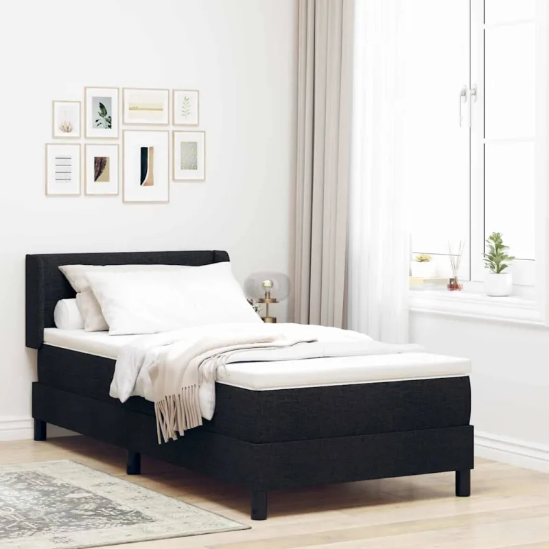 Cama tipo box spring con cabecera manual negro 200 x 90 cm tela vidaxl