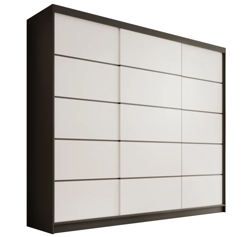 Armario corredero anly 250 cm 3 puertas – vestidor amplio, moderno y funcional-blanco y negro