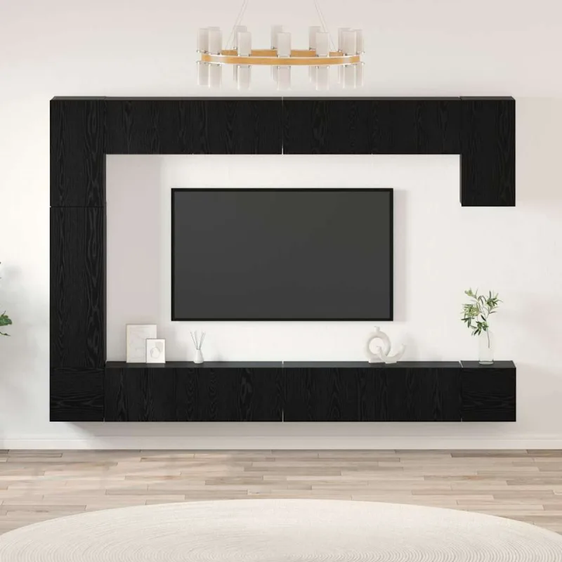 Vidaxl conjunto de mueble de tv 9 pcs roble negro 100 x 30 x 30.5 cm