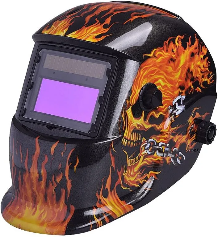 Casco de soldadura con oscurecimiento automático solar y pantalla facial ignífuga (negro)