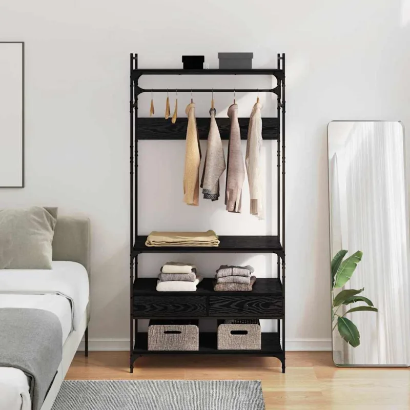 Armario roble negro 89 x 39 x 184.5 cm madera contrachapada