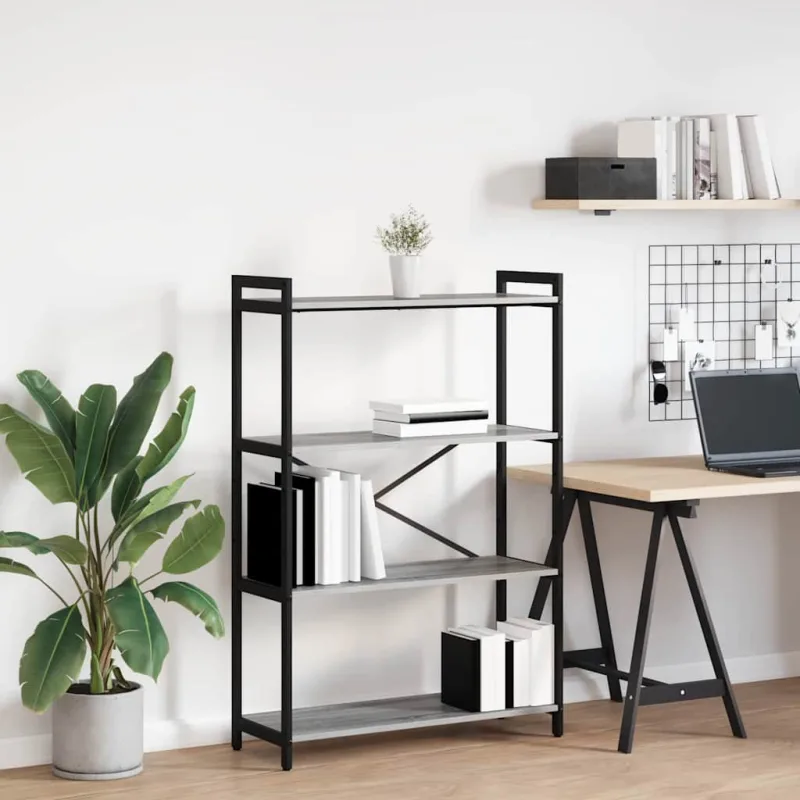 Estante de libros gris 80 x 30 x 120 cm