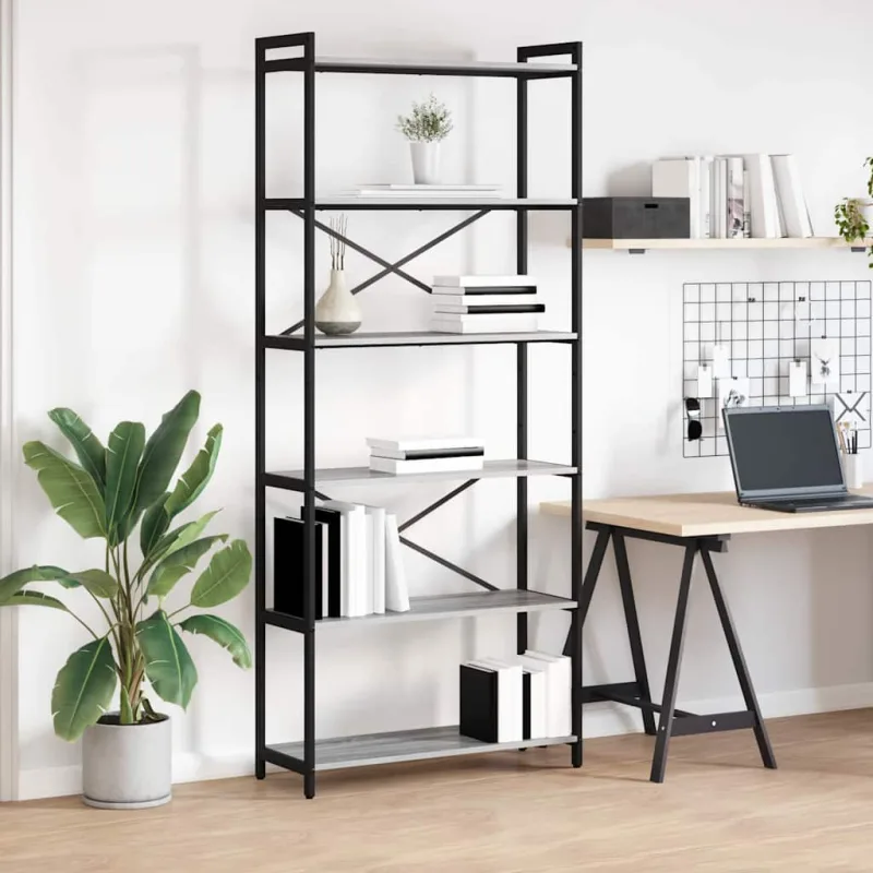 Estante de libros gris 80 x 30 x 189,5 cm