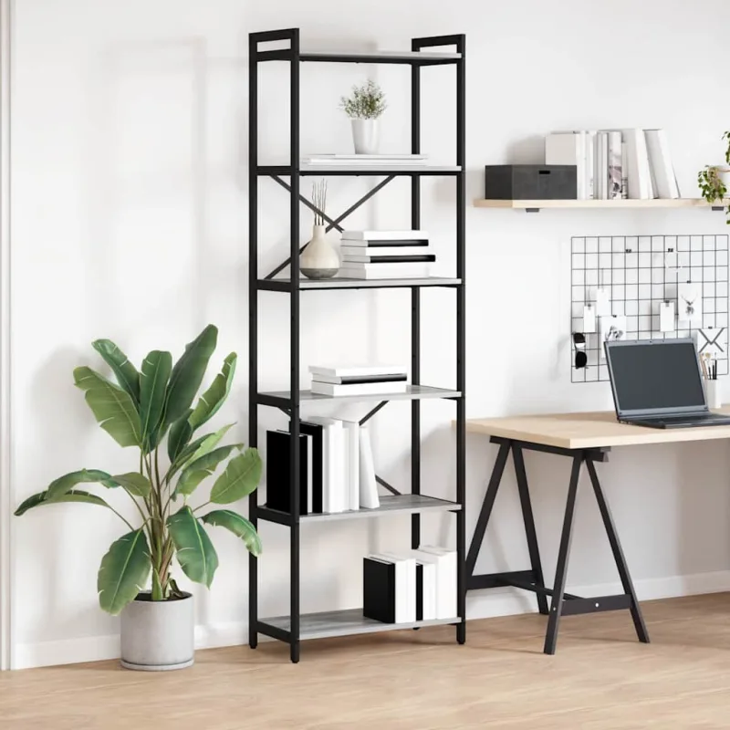 Estante de libros gris 60 x 30 x 189,5 cm