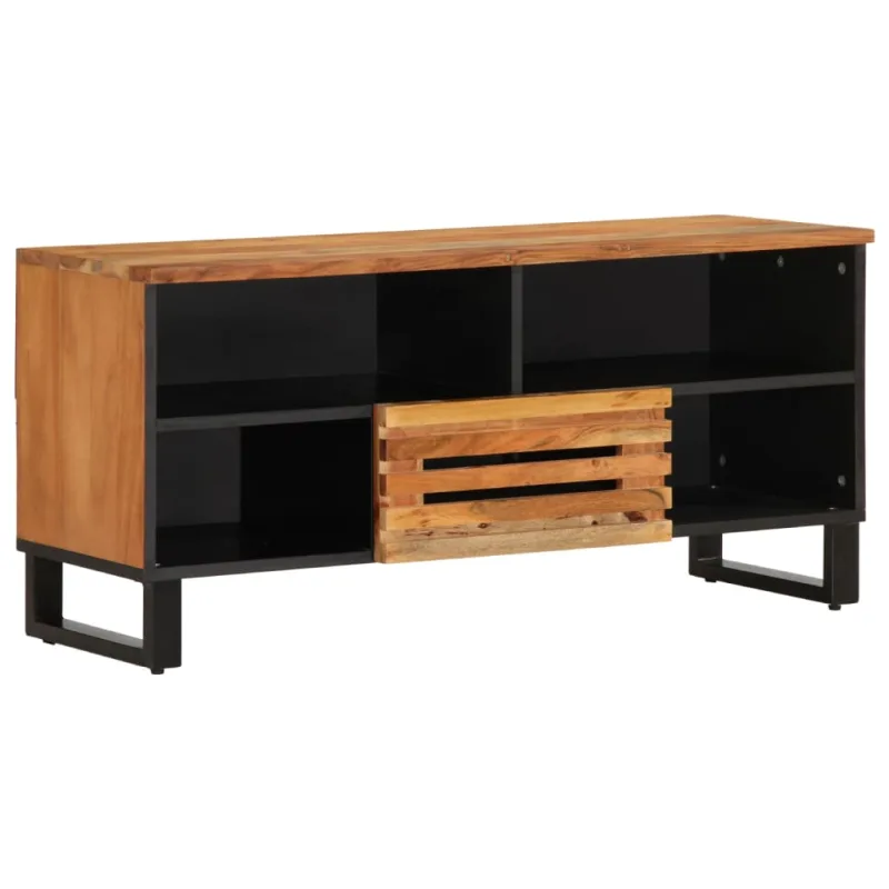 Mueble de tv madera maciza de acacia 100x34x46 cm