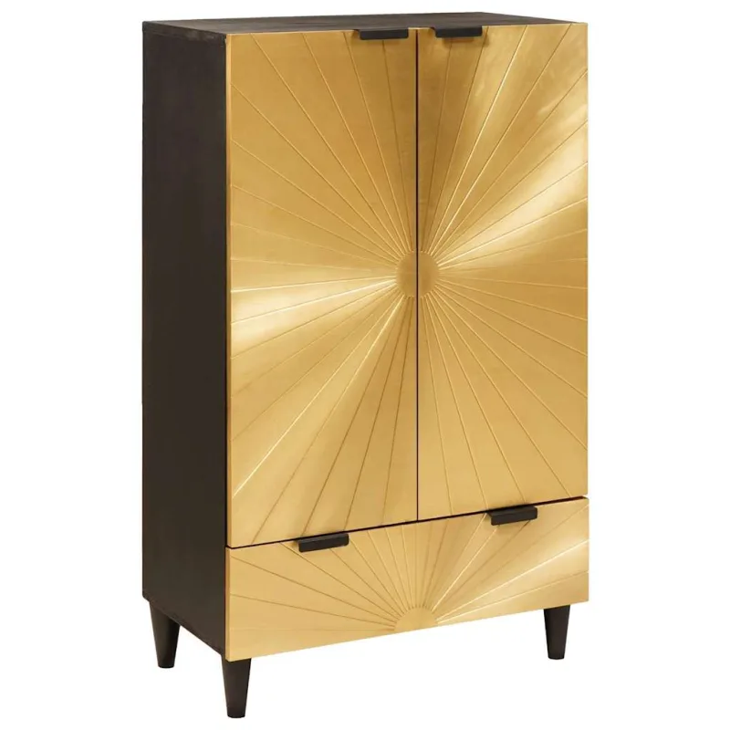 Armario auxiliar con cajón negro y dorado 60 x 33,5 x 100 cm