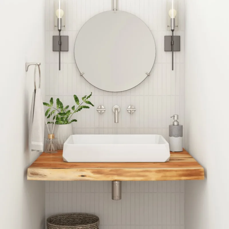 Encimera de baño rectangular madera maciza acacia 70x60x3,8 cm