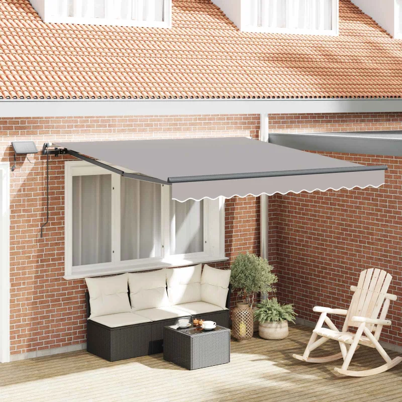 Toldo retráctil manual gris claro 350 x 250 cm tela