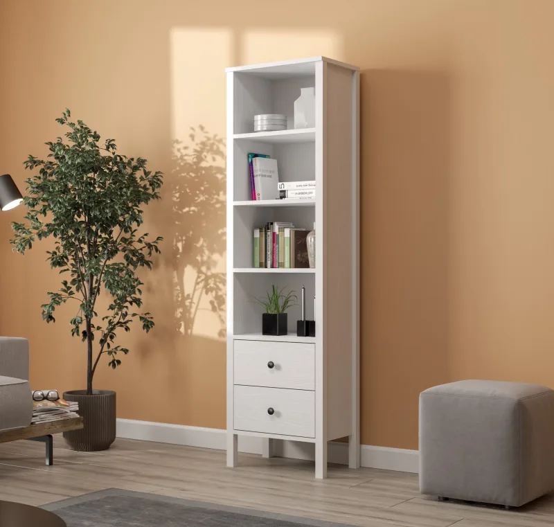 Librería – 50,2 cm x 180 cm x 34 cm – blanca – aglomerado
