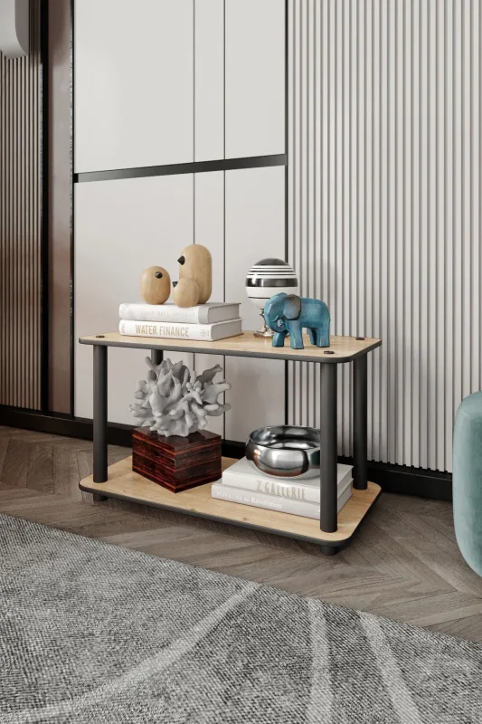 Librería rectangular de roble de dos niveles - diseño moderno premium