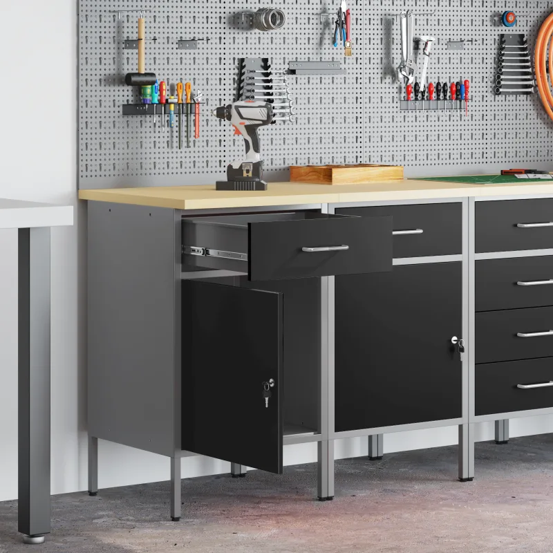 Armario de trabajo 2 pcs negro y gris 100 x 55 x 85 cm