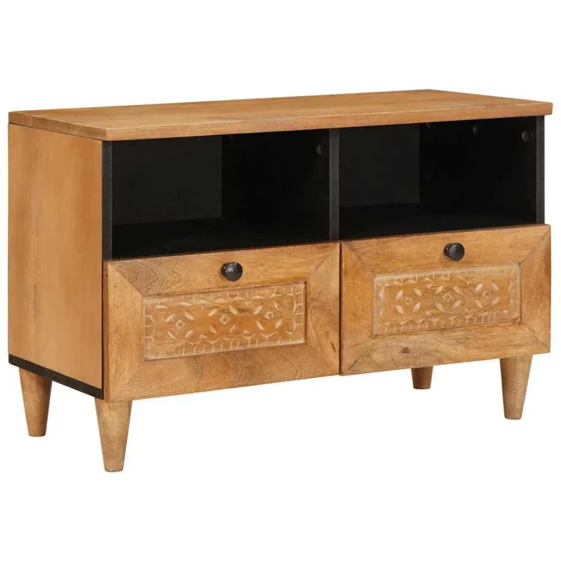 Maison exclusive - unidades de tv con cajón marrón claro 70 x 33 x 46 cm