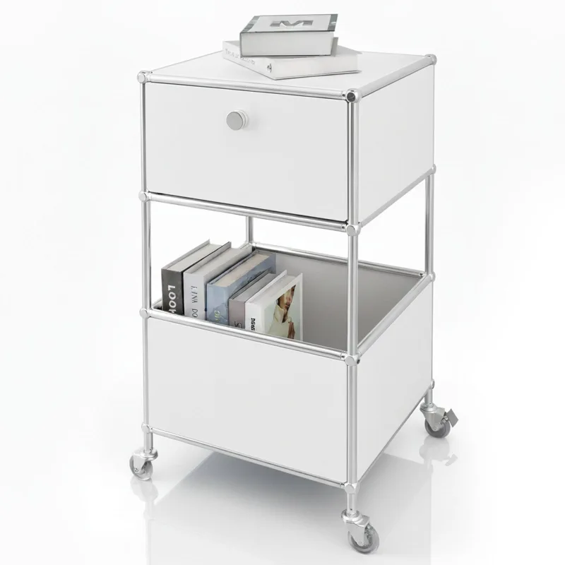 Estantería de metal cromado de diseño minimalista, concept épure mk-145 l40 × p40 × h69 cm, blanco