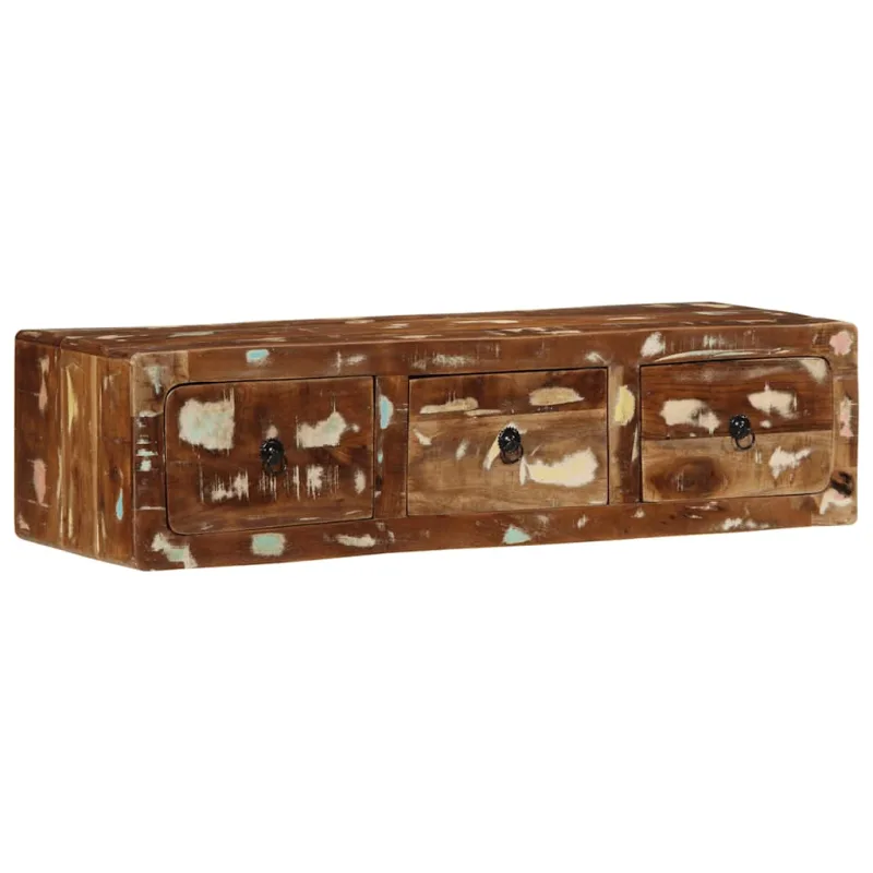 Mueble de tv de pared madera maciza reciclada 100x32x25 cm