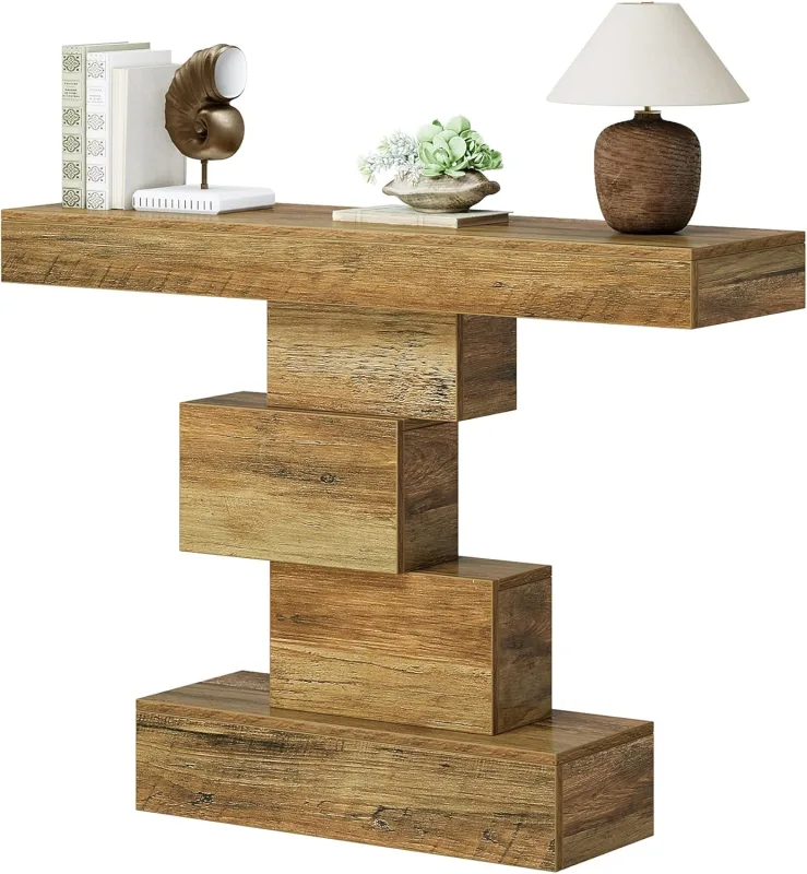 Mesa consola estrecha tribesigns con patas - estilo rústico campestre para cualquier habitación (108 cm), marrón y elegante