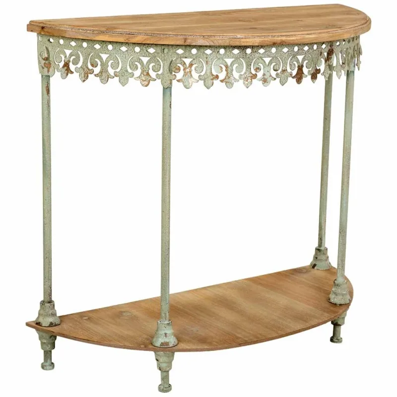 Recibidor de hierro y madera blanco envejecido 5.5x40.5x84h cm