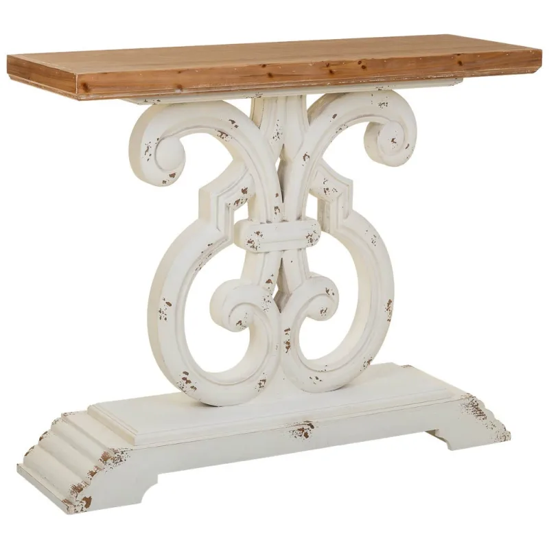 Recibidor de madera blanco 110x36x91h cm