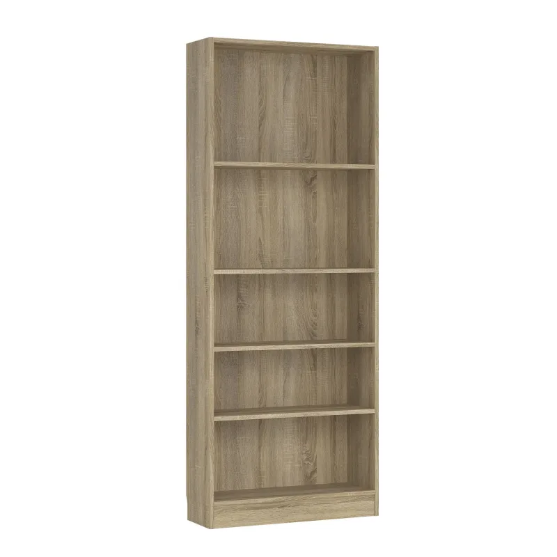 Wellhome librería turia con 4 estantes de 79x26x203cm color roble