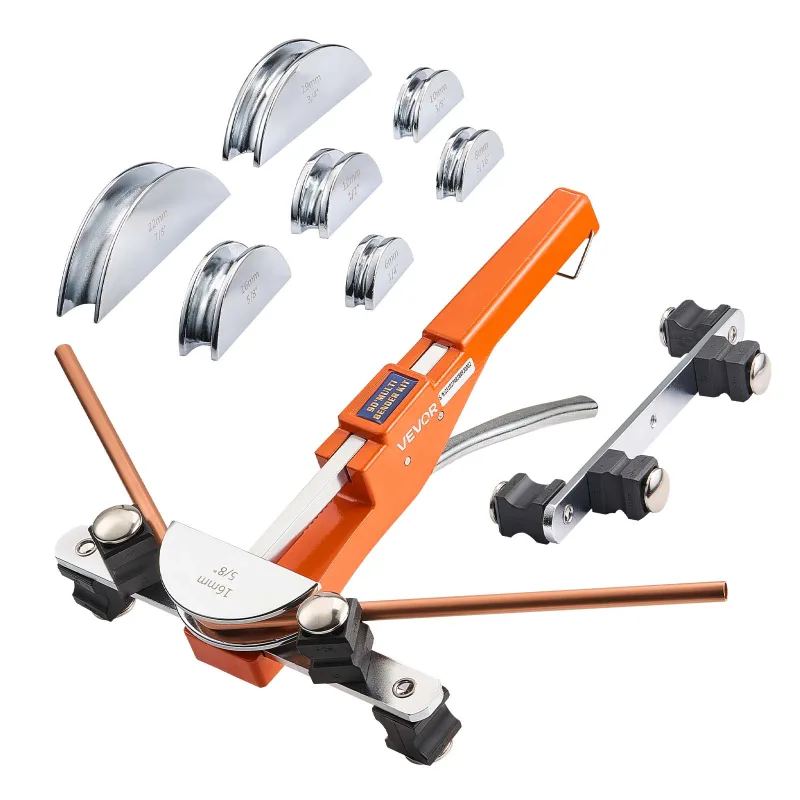 Dobladora de ballesta vevor de 6-22 mm, compacta para tubos de cobre y aluminio, para reparación de aire acondicionado y refrigeración, con 7 matrices