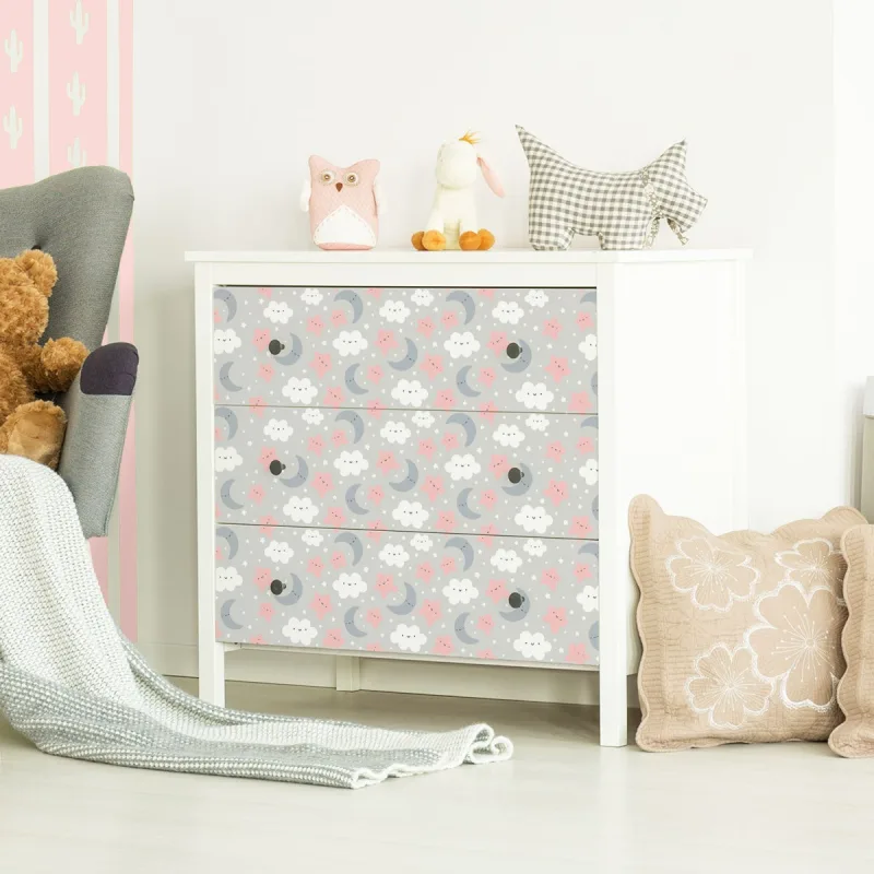 Revestimiento adhesivo para niño nubes y cielo estrellado h60 x w200 cm - adhesivo pared - sticker revestimiento