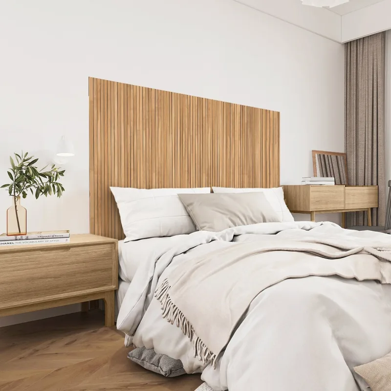 Vinilo cabecero madera escandinava h120 x w140 cm - adhesivo de pared - revestimiento sticker mural decorativo