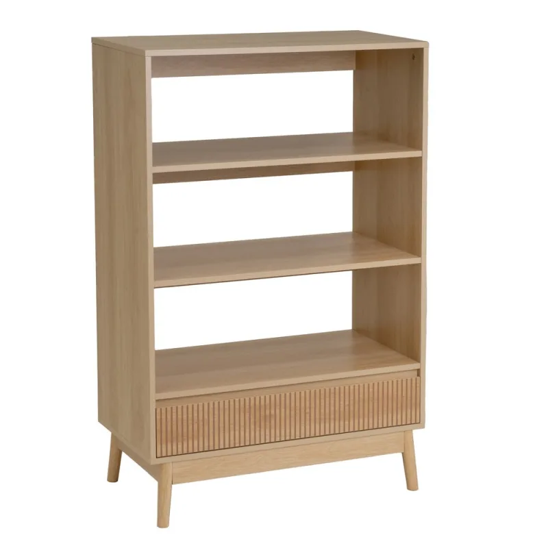 Estantería laminada natural con 3 baldas y 1 cajón 80x40x120 cm