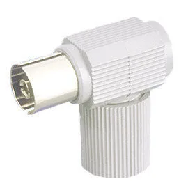 Conector de antena coaxial acodado Hembra Electro DH. Color Blanco 10.538/BL 8430552010356