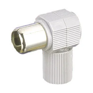 Conector antena coaxial de 13 mm Macho acodado Electro DH. Color Blanco. 10.537/BL/BT 8430552069767