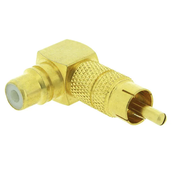 Conector RCA Macho a RCA Hembra Acodado Electro DH Dorado 10.584 8430552120222