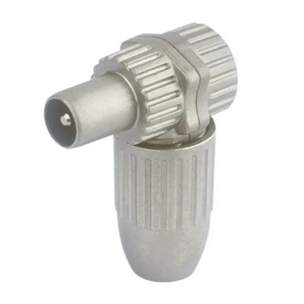 Conector de antena coaxial metálico. Electro DH. Acodado y Blindado 10.532/MET 8430552098866