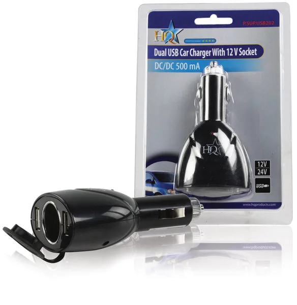 Cargador USB dual con toma para encendedor de coche de 12V HQ