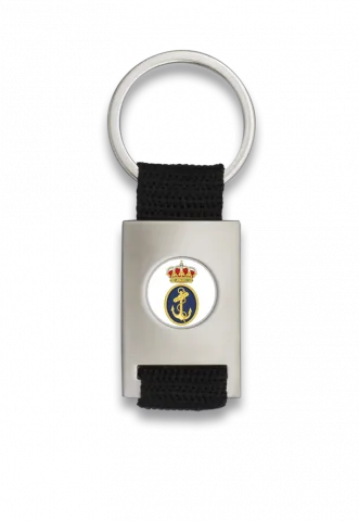 Llavero Martinez Albainox Rectangulo de metal cromado Plata, personalizable + Cinta Negra 09433GR1037