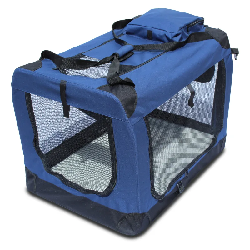 Transportin para perros plegable Yatek de entradas laterales y superiores con alta visibilidad, confort y seguridad para tu mascota, talla XXL (91,4 x 63,5 x 63,5 cm)