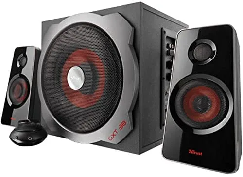 Trust Gaming GXT 38 Tytan Altavoces PC Gaming 2.1 con Subwoofer, 120 W, Jack 3,5 mm, Sistema de Altavoces para Ordenador, Portátil, Smartphone, Tablet - Negro