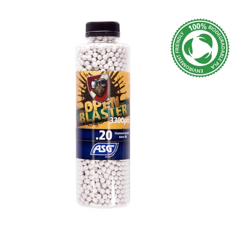 Bolas Airsoft 0.20 6mm ASG Open Blaster, 0.20 BIO Bote de 3300 bolas.