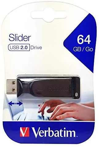 Verbatim Slider - Unidad USB de 64 GB - Negro