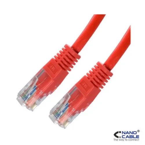 NanoCable 10.20.0100-R - Cable de red Ethernet RJ45 Cat.5e UTP AWG24, rojo, latiguillo de 0.5mts