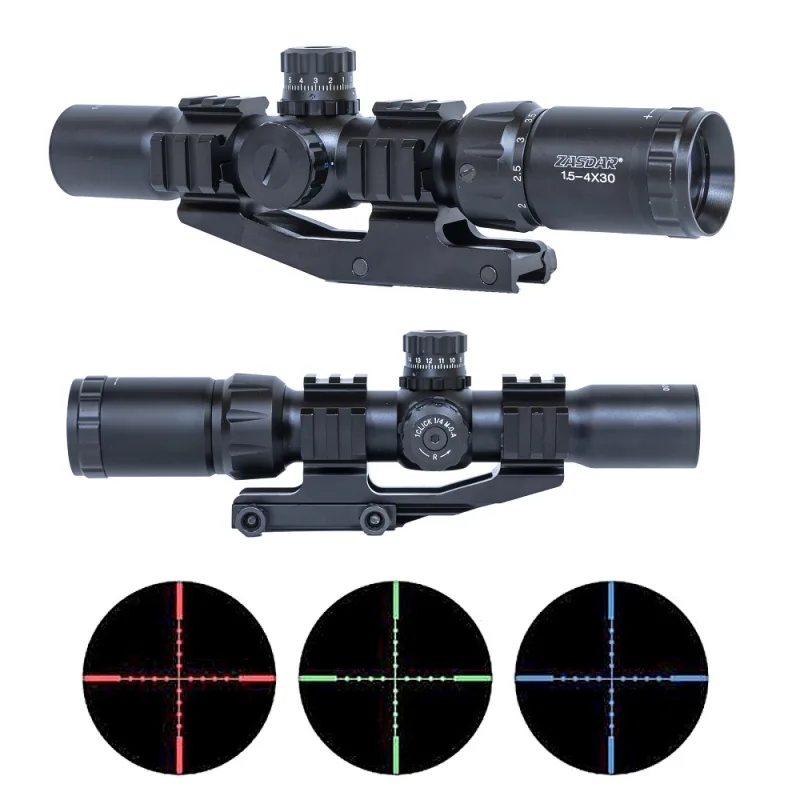 Visor Táctico Zasdar 1,5-4x30 Mm. Ret.Mildot RGB Iluminada