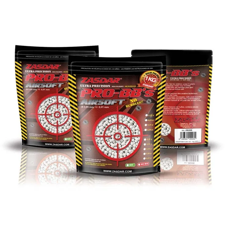 Munición Airsoft Bolas BBS 6mm Plastico Pro-Bb's Zasdar 0,30 BIO - Bolsa 1 Kg. 3333 Bolas