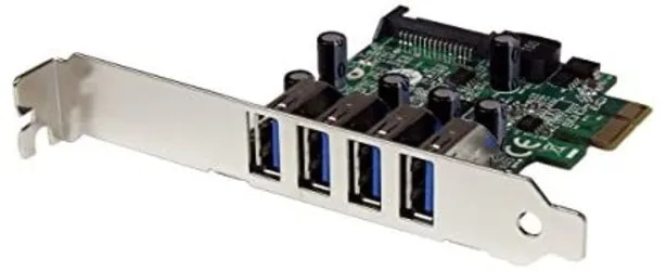 StarTech.com Tarjeta Adaptador PCI Express PCI-E USB 3.0 con UASP de 4 Puertos - Alimentación SATA