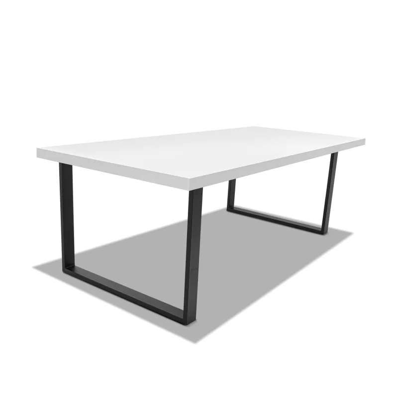 Mesa de comedor de madera y metal - patas negras cuadradas - 160x90 cm