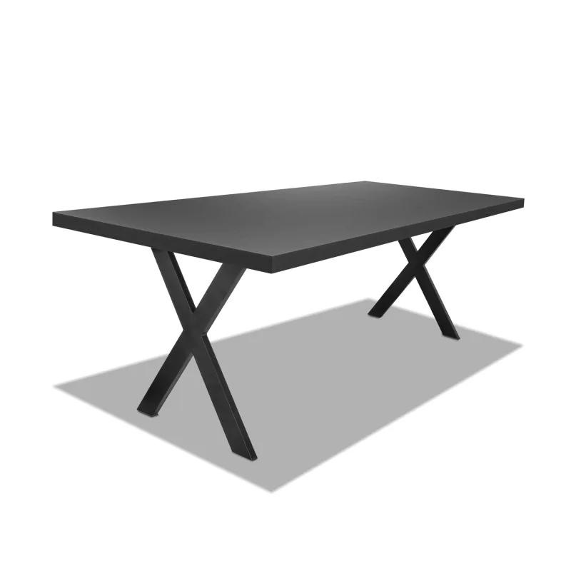 Mesa de comedor de madera y metal - patas negras en forma de X - 220x100 cm