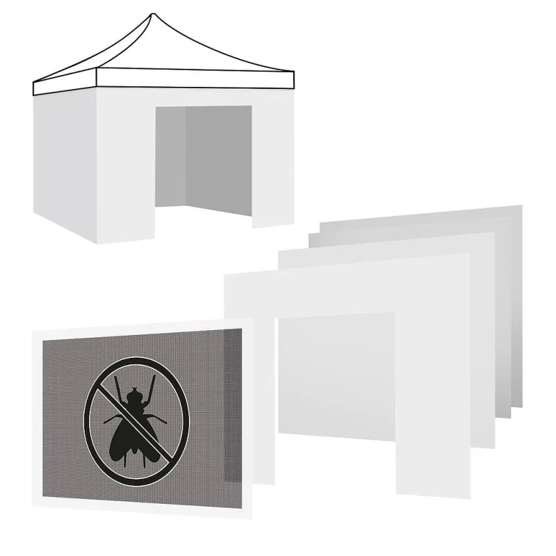 Juego para gazebo de jardin 3x3: 3 toldos laterales + toldo puerta + mosquiteras