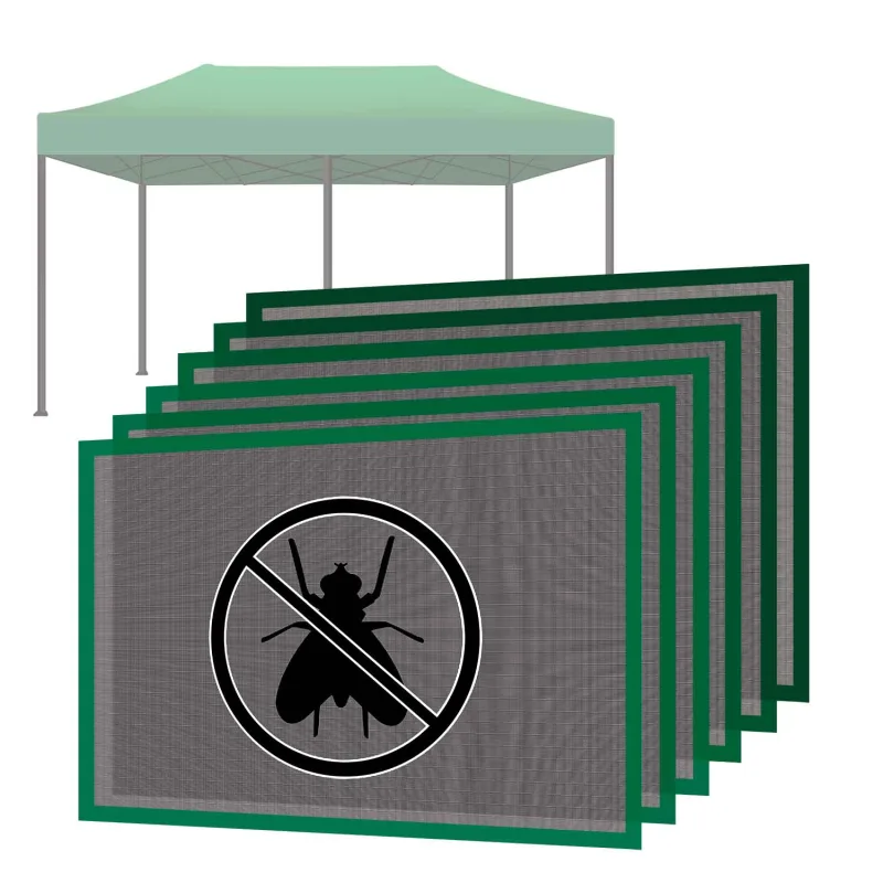 Juego de 6 mosquiteras para gazebo de jardin 3x6 m - con velcro