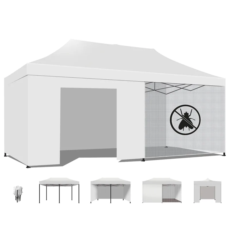 Taman 3x6 - Gazebo de jardín plegable con toldos laterales y mosquiteras