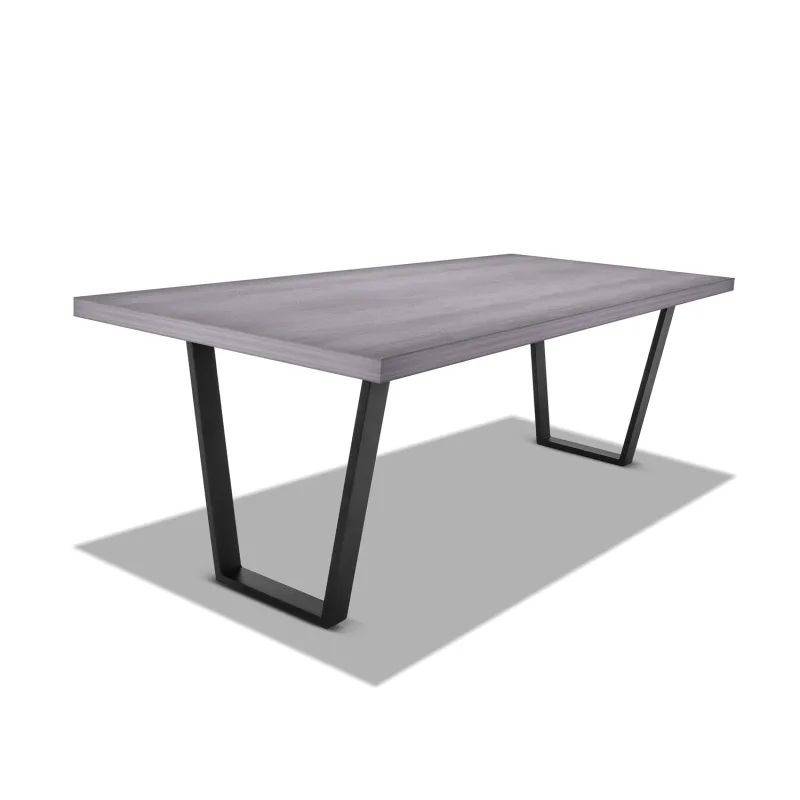 Mesa de comedor de madera y metal - patas negras trapezoidales - 220x100 cm