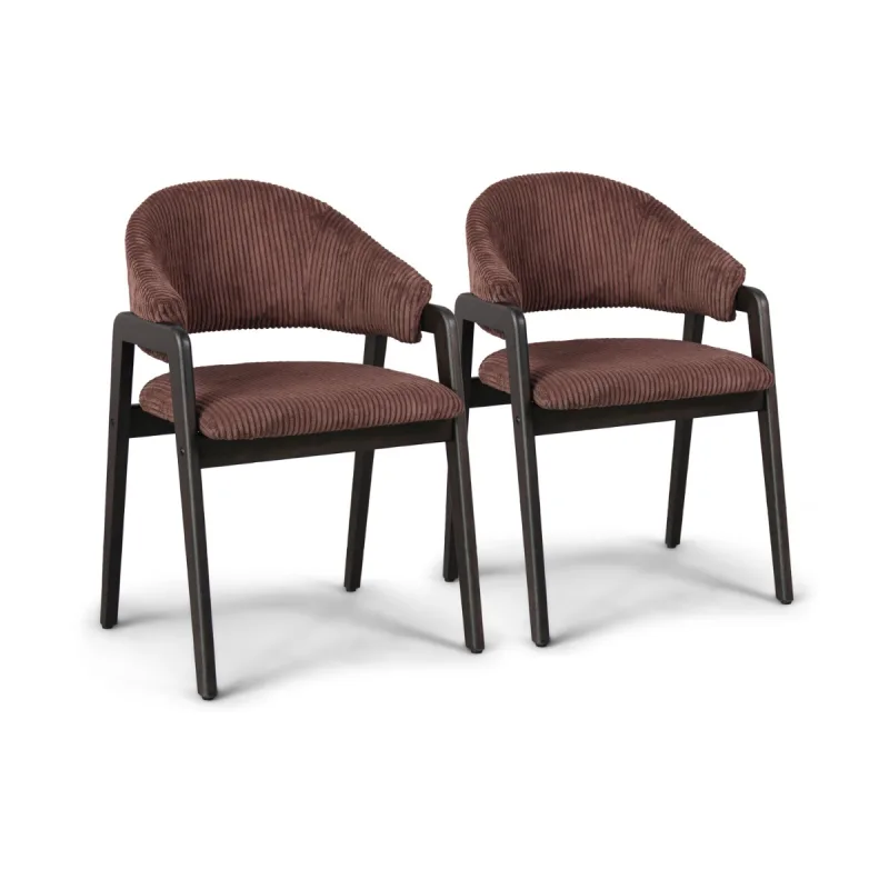 Canberra Corduroy - Pareja de 2 sillones de madera maciza de Parawood y pana