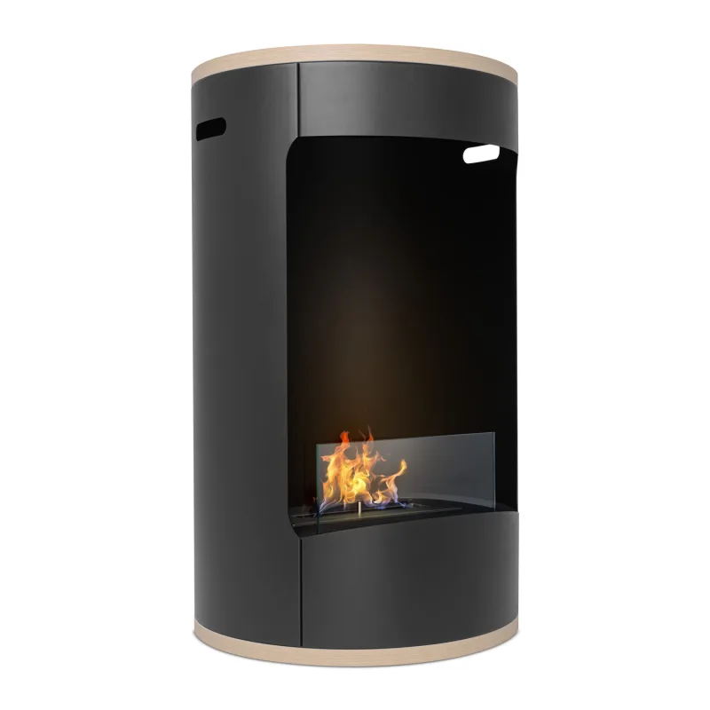 Ottaviano - Chimenea de bioetanol de suelo con doble estante de melamina, ø 40xH67,5 cm