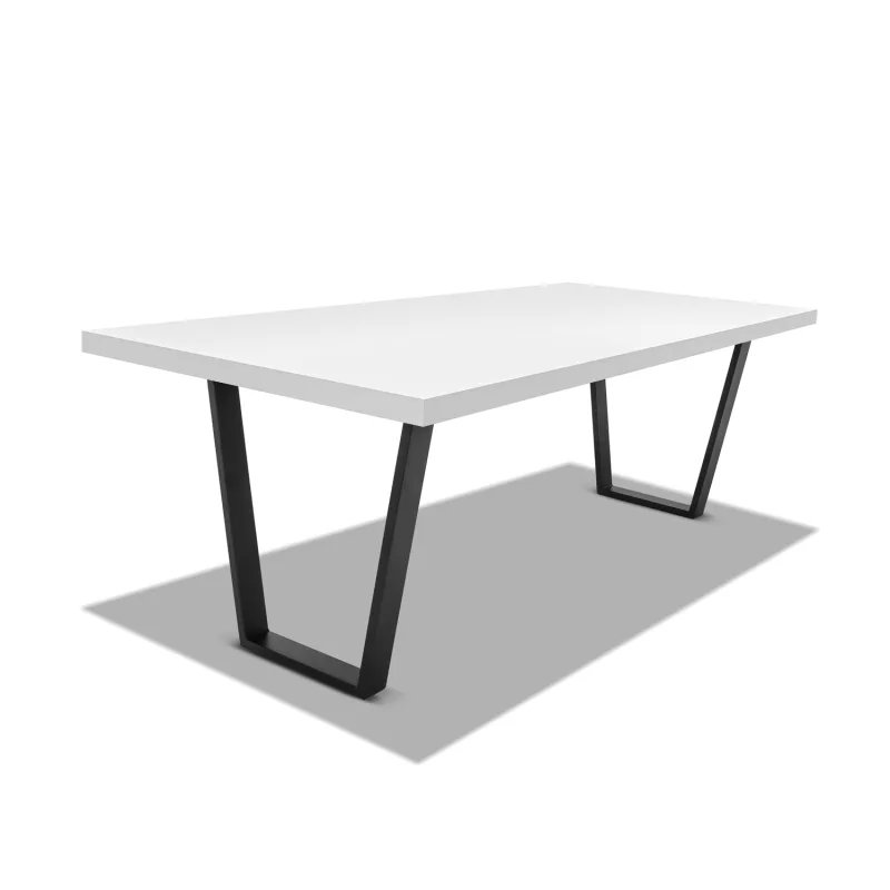 Mesa de comedor de madera y metal - patas negras trapezoidales - 160x90 cm