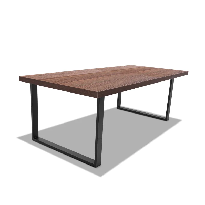 Mesa de comedor de madera y metal - patas negras cuadrados - 220x100 cm